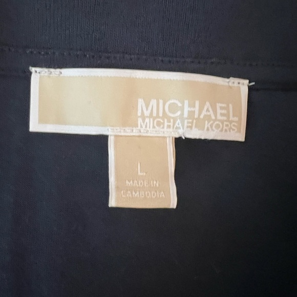 MICHAEL Michael Kors Navy Blue Classic Fit Gold Snap Polo Top Large - Picture 7 of 8